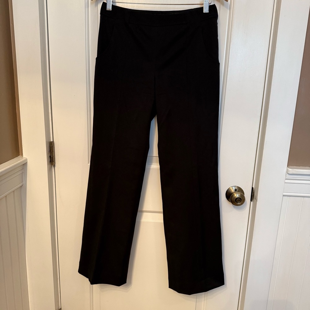 ETCETERA PANTS TROUSERS STRAIGHT BLACK STRETCH WOOL LINED FLAT FRONT POCKETS 2